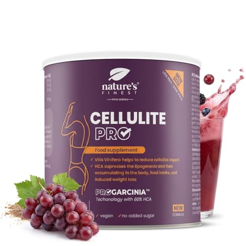 Nature's Finest Cellulite PRO - Quemagrasas y Anticelulitico Reductor Potente - Extracto de Vino Tinto y Garcinia Cambogia - para Adelgazar Rápido y Efectivo Mujer - 100% Natural, Vegano