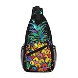 HAHAFU Bunte Ananas leichte Umhängetasche für Herren, große Kapazität, strapazierfähiges Polyester-Schultertasche mit verstellbarem Riemen (55–105 cm) und mehreren Taschen