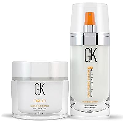 GK HAIR Global Keratin Deep Conditioner Masque 200g/7.5oz - Leave in Conditioner Spray (120ml/4 fl. oz) Hair Protection with Natural Oil