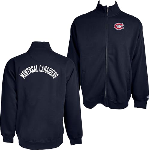 Blue 84 Montreal Canadiens NHL Officially Licensed Full Zip Sweatshirt Twill Embroidery Front/Back, Large Team Color