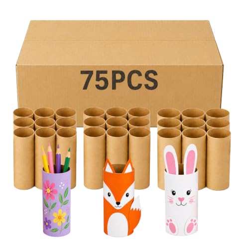 3 Sizes Paper Tubes for Crafts, 75 Pack 1.7x3.7 in Cardboard Craft Tubes
