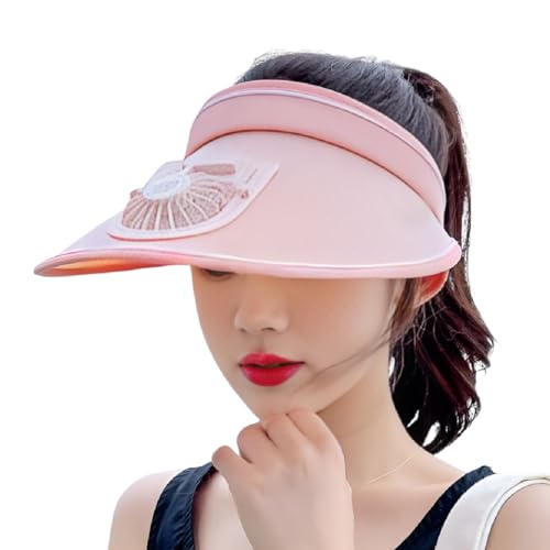 Image of Sun Visor Hat with USB Fan, Summer Empty Top 3 Temp Settings Beach Cooling Anti UV Adjustable Fishing Hiking Cycling Cap