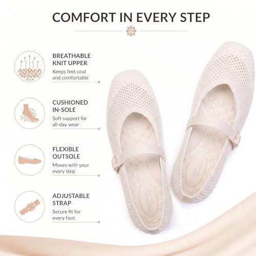Image of Frank Mully Womens Casual Flat Shoes Square Toe Shoes Knitted Mesh Flat Comfort Work Flat Shoes for Daily Washable