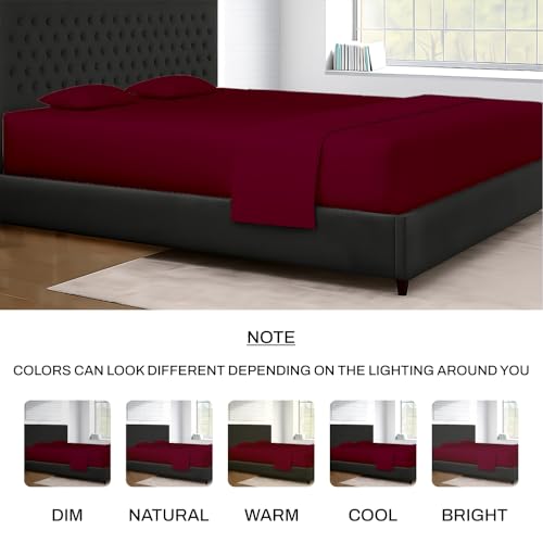 Image of SGI bedding 108 inchx80 inch 4 Pc Florida King Sheet Set 600 TC 18 inch Deep, Burgundy