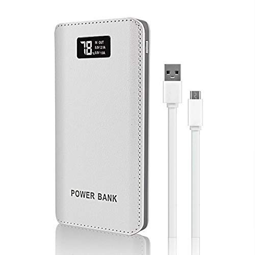 Karusale 50000Mah 4 Usb External Power Bank Battery Pack Portable Lcd Led Universal Charger Compatible With Iphone, Samsung Galaxy And For All Other Cell Phone Models (White + Grey) #TOP1