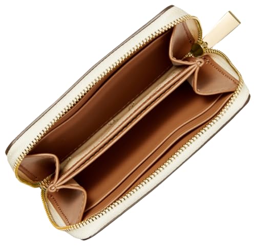 Image of Michael Kors Jet Set Small Zip Around Card Case, Gold-Tone Hardware /Vanilla /Acorn