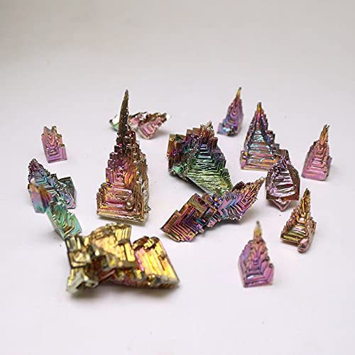 Mineral de bismuto iridiscente espécimen de colección con reflejos arcoíris metálicos 6