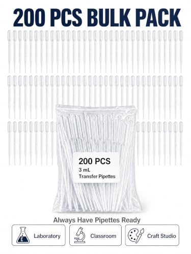 Image of Zkupanx 200PCS Thickened Transfer Pipettes 3mL, PE Plastic Pipettes Dropper | Clear Graduated Markings, For Essential Oils Lab Crafts Science Experiments, Disposable No Cleanup Needed