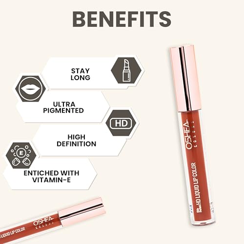 Image of Oshea Colors Long Lasting High Definition Liquid Lipstick | Smudgeproof & Ultra Pigmented Lip Color | Enriched with Vitamin E - (Mocha Coffee 02) 2.6ml