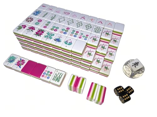 Set de Fichas de Mahjong Americano Rosa con Bolsa miniatura 3
