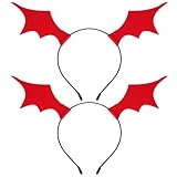 Topbuti 2 Pack Halloween Bat Wing Headband Devil Bat Hair Bands Head Wear Black Red Hair Hoop Accessory Festival Headpiece Hair Clasp Props for Halloween Party Cosplay Dress Up Costume (Red)