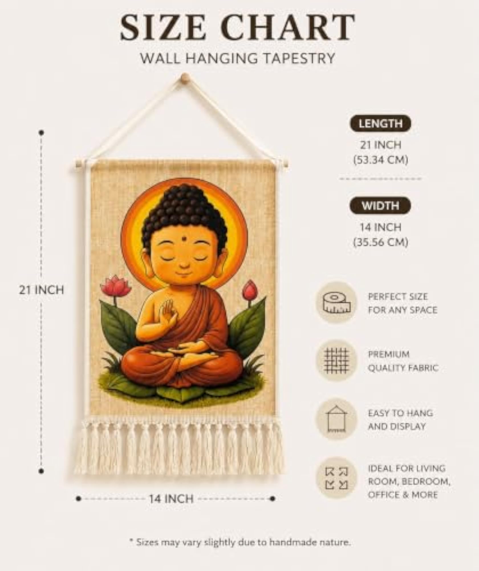 NARWAL'S Wall Hanging with Tassels, Meditating Buddha Design