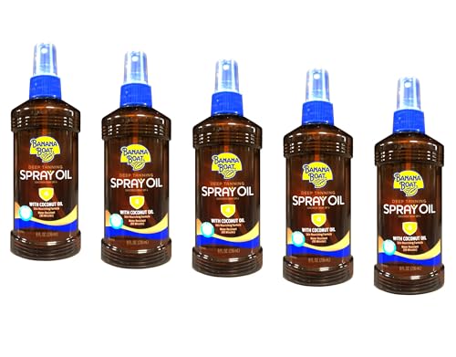 Banana Boat Deep Tanning Spray with Coconut Oil SPF 4, 8 Ounces each (Value Pack of 5)