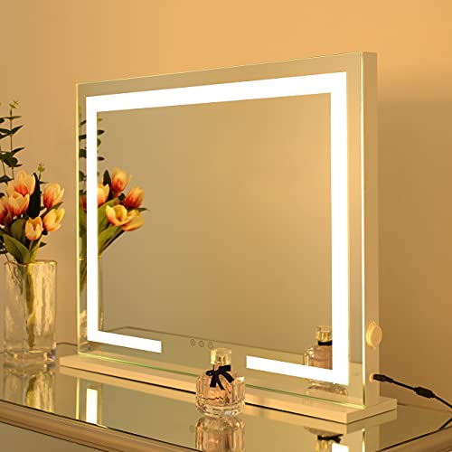 Hompen Makeup Mirror With Lights, Lighted Vanity Mirror, Table Top Lighted Beauty Mirror, Dimmable Led Light Strips, Hollywood Style Mirror #TOP6