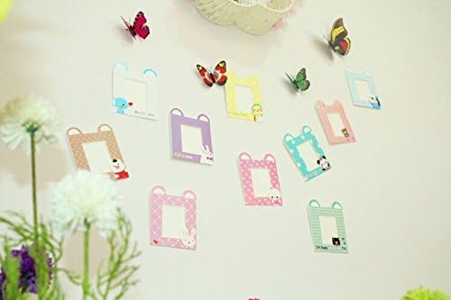 Hunthawk 10pcs Wall Deco DIY Paper Photo Frame with Mini Clothespins and Stickers (Cartoon, 3 inch)