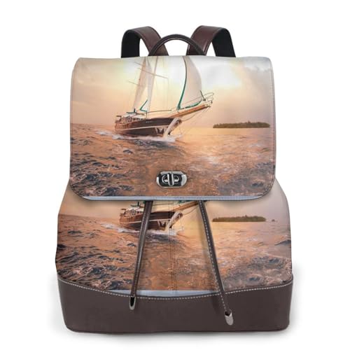 Sac à dos en cuir pour femme une invitation au voyage avec son motif marin poétique