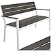 Produktbild tectake® Gartenbank, Bank in Holzoptik, Parkbank als Gartenmöbel, Balkonbank Sitzbank für Wintergarten, Terrasse, Garten bis 250 kg belastbar, 2-Sitzer Parkbank, 128 x 59 x 88 cm - hellgrau/weiß