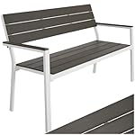 tectake Gartenbank 2-Sitzer Holzoptik Hellgrau/Weiß