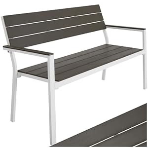 tectake Gartenbank 2-Sitzer Holzoptik Hellgrau/Weiß