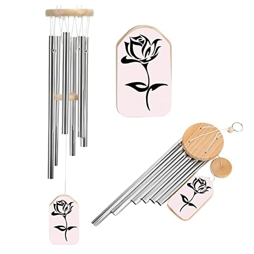 Personifiera vindklockspel i trä tryckkonst design tatuering konst blomma ros för make fru son dotter pappa mamma för vardagsrum sovrum dekoration
