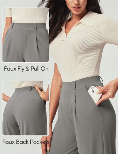 Image of IUGA Dress Pants Women Stretchy Wide Leg Work Pants Business Casual Outfits