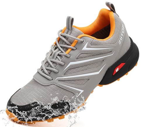Mens Trail Running Shoes Waterproof Non-Slip Hiking Walking Sneakers for
