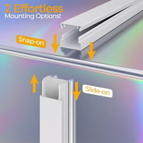 113.4in Cord Hider Kit, Cord Covers for 2-4 Wires on Wall, Self-Adhesive Cable Hider Wire Covers for Cords on Wall, Paintable Cord Hider for Walls Mount Tv, Cable Cover Raceway, W0.95 H0.55in, White by Wuitaouy - Image 6
