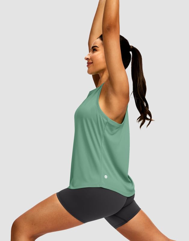 Image of Women's Workout Tops Racerback Athletic Tank Tops Sleeveless Loose Fit Yoga Running Gym Shirts for Women