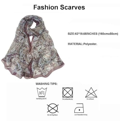 Image of Pokeedioty Scarfs for Women Lightweight Scarves Elegant Floral Pattern Sheer Scarfs Shawls Wraps