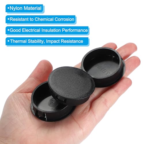 Image of PATIKIL 1.5 inch /38mm Plastic Hole Plugs, 20Pcs Flush Type Round Hole Plugs Cover Snap in Locking Hole Tube for Table Kitchen Cabinet Furniture, Black