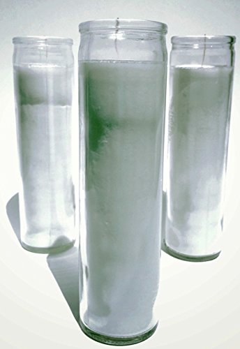 island candles 5 to 7 Day White Sanctuary Candle 3 Pack, Clear Glass, Paraffin Wax Novena Vigil Spell