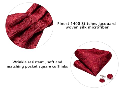 Image of Barry.Wang Ascot Ties Cravat Tie Men Paisley Plaid Scarf Self Tie Pocket Square Cufflinks Set Wedding Party