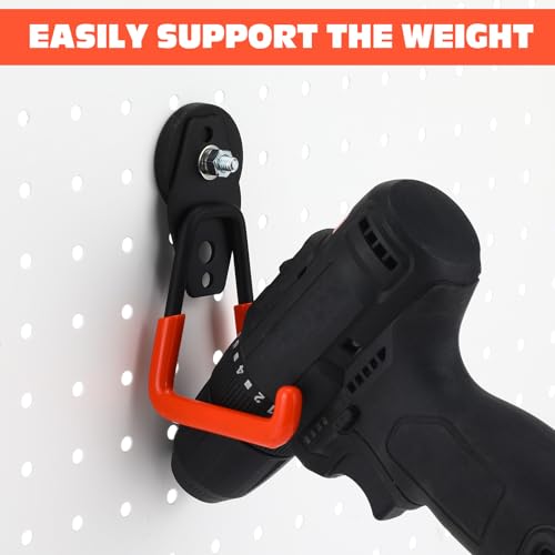 Image of Landhoow 4 Pcs Large Magnetic Hooks Heavy Duty Garage Magnet Hooks Strong Storage Utility Magnetic Hangers with Anti Slip Rubber Coating for Indoor and Outdoor Hanging (Orange)