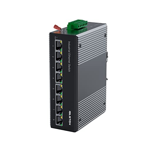Islstch 8 Port Gigabit Industrial Ethernet Network Switch,With 8 Gigabit Ethernet Ports,16 Gbps Switching Capacity,Din-Rail,Ip40 Rated (Fanless,-40 To 185°F), Included Power Supply #TOP11