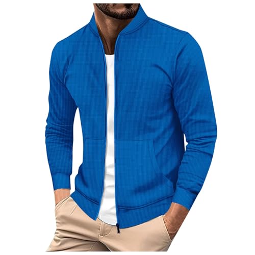 Cazadora Hombre Primavera, Abrigo Invierno tipo camisa con botones informal manga larga ligero con bolsillos (Blu M)