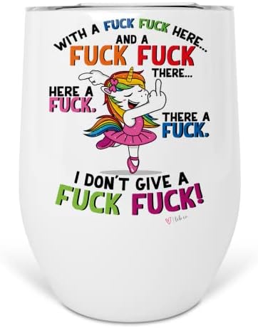Funny Unicorn 12 oz Stainless Steel Insulated Wine Tumbler With L...