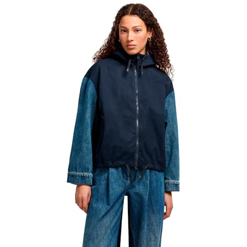 Armani Exchange Women's Limited Edition Blue Edition Mixed Media Denim Jacket, Navy / Blue Denim, Large