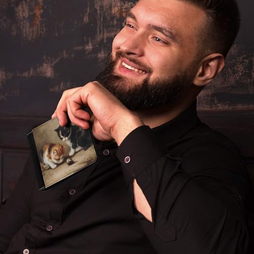 Kittens Cats Snails Tortoiseshell Leather Wallets for Men Slim Bifold Purse Clutch with 6 Credit Card Pockets4