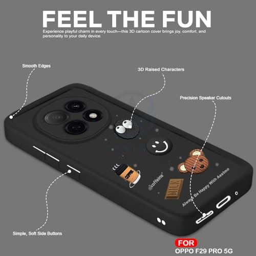 Image of AESTMO Back Case Cover for Oppo F29 Pro 5G | Cute Fun Cartoon 3D Ball | Coffee Silicone Case | Full Body Protection | Camera Protection Back Cover for Oppo F29 Pro 5G (Black)