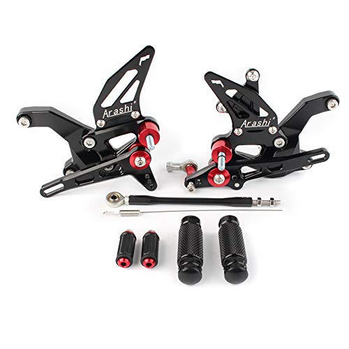 Newsmarts Motorcycle Fully Adjustable Rearsets Footrest CNC Rear Sets Foot Boards for 2017 2018 for Kawasaki Z900, Black