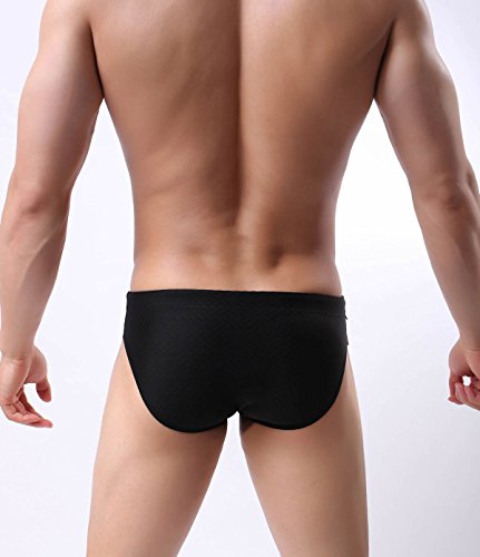 Men's Fashion Low-Rise Swimming Briefs Pure Color Bikini Swimwear 11563