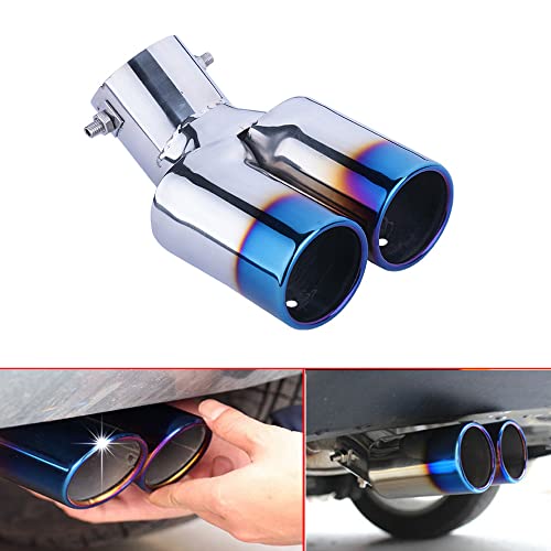 Car Double Outlets Chrome Stainless Steel Exhaust Tail Pipe Tip
