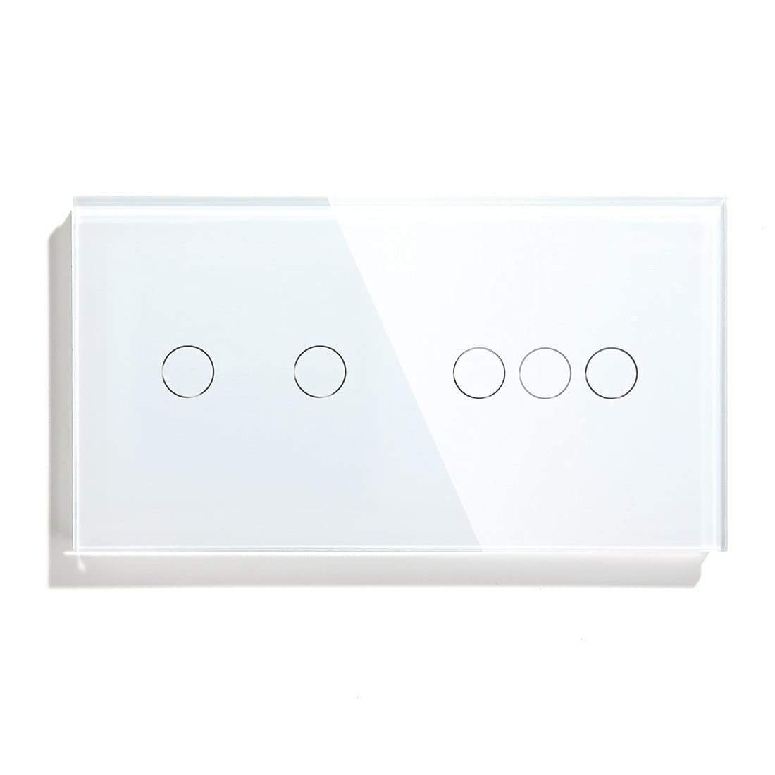 Interrupteur Tactile Led 5 commutateur tactile de gangs 157mm 1 Way Wall Switch Blank Noir Panneau doré Capteur Touch(White)