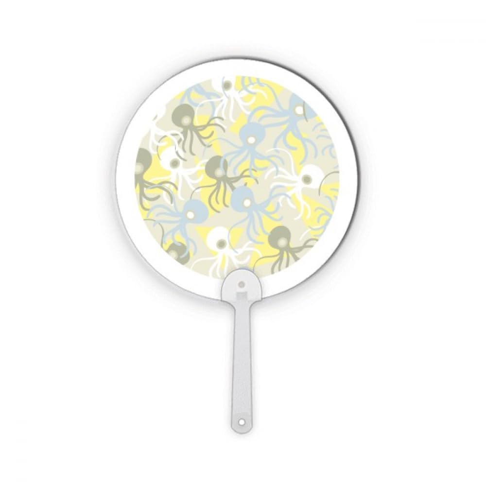 Éventail rond portable animaux plastique illustration poulpe artisanat décoration intérieur