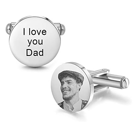 Grand Made Personalisierte Foto-Manschettenknöpfe mit Gravur Personalisierter Text Gravierte Manschettenknöpfe Schmuck für Männer Jubiläum Weihnachten Cover