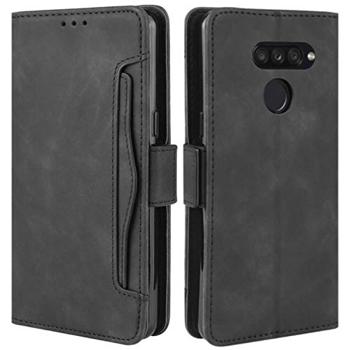 HualuBro Handyhülle für LG K50S Hülle Leder, Flip Hülle Cover Stoßfest Klapphülle Handytasche Schutzhülle für LG K50S Tasche (Schwarz)