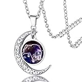✿ KLASSISCHES DESIGN ✿ 12 Sternzeichen-Serie Halskette mit Halbmond Anhänger sind zeitlos und kommen nie aus der Mode, kommt mit einer coolen Marken Geschenkpackung.