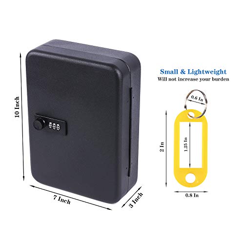 Kyodoled Key Cabinet Wall Mount,Locking Key Organizer,Key Storage Lock Box With Code,Key Management With Combination Lock,48 Key Hooks & Tags Key Lab,10"X7"X3" Inch,Black #TOP2