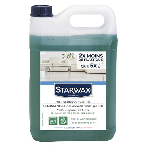 STARWAX - Nettoyant Fraîcheur Pin des Landes - Nettoie et Dégraisse les Sols et Surfaces Lavables - A Base d'Huiles Essentielles de Pin - Sans Rinçage* - Fabriqué en France - 5L - 200m² -