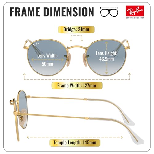 Image of Ray-Ban RB3447N ROUND FLAT LENSES Round Shaped Sunglasses for Men with Official RAYBAN Eyewear Kit